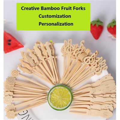 Fourchettes à fruits fantaisie en bambou